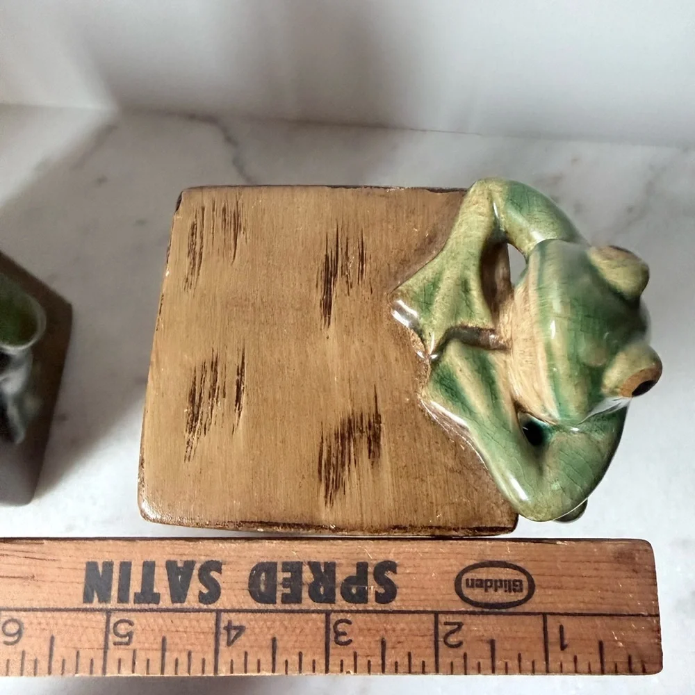 Charming Frog Bookends - Green and Brown